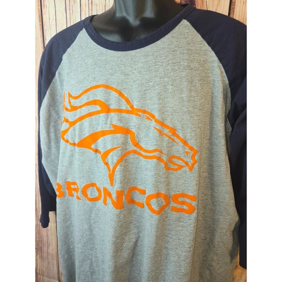 Denver Broncos Magic Raglan T-Shirt XXL Cotton Gray & Navy - Picture 3 of 6